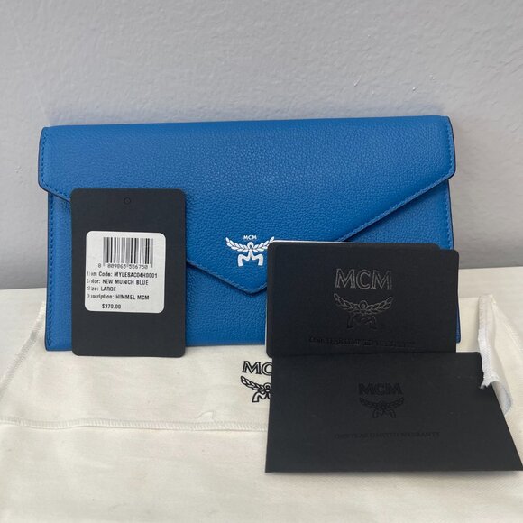 MCM Himmel Continental Pouch Wallet in Embossed Leather - New Munich Blue - NWT - Picture 6 of 8